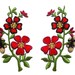 Flower Iron on / Sew on Applique - Floral Embroidered Patch - Cherry Red / Pear Green / Oat Tan - Glitter Gold - 6.5 x 11 cm - 1 pair(f/5-1)