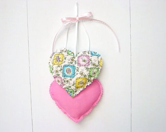 Easter Heart Hangings, Hearts Wall hanging, Fabric Wall Hanging, Easter Decorations
