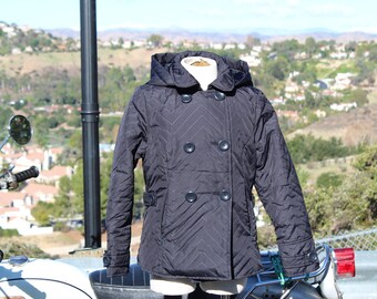 Kids Double-Breasted Black Winter Coat w/ Hood (Vintage / 90s)