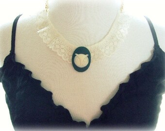 ON SALE Owl and Lace Necklace
