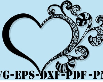 Download Zentangle heart | Etsy