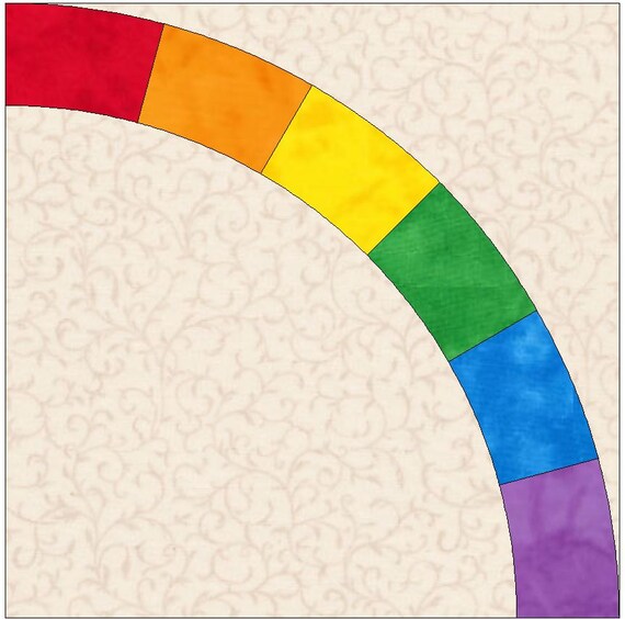 Download Rainbow Corner Paper Template Quilting Block Pattern PDF