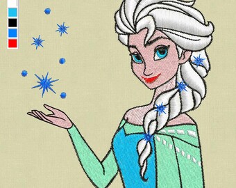 Elsa Frozen embroidery design 4x4 pes jef hus