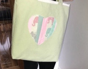 Elephant loveheart tote bag