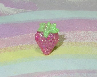 Fairy Kei Ring, Pop Kei Ring, Decora Ring, Strawberry Ring, Magical Girl Ring, Berry Ring, Fruit Ring, Glitter Ring, Sweet Lolita Ring