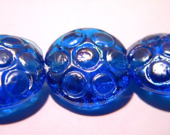 2 large glass lampwork-21 mm - turquoise iridescent - F85-2 beads