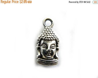 HALF PRICE 6 Silver Buddha Head Charms - Buddhist Charm