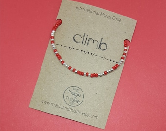 Gift for rock climber | Present for climber | Climb | Climber birthday | Climber Christmas | Morse code bracelet | Climb bracelet | Climbing