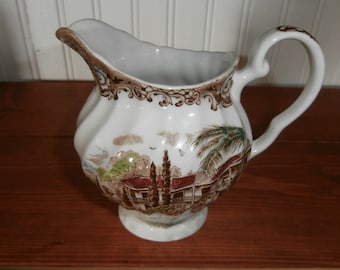 Vintage Heritage Hall transferware 4 1/2 inch creamer American hacienda made in Staffordshire England ironstone
