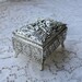 Victorian Lovers Silver Jewelry Box, Ring Box, Vintage Earring Storage, Trinket, Ornate Metal, Footed, Decorated, Detailed