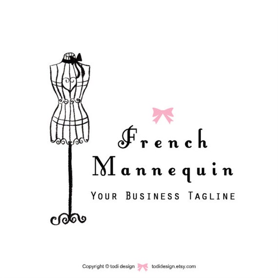 French Mannequin Illustrated Premade Logo design Tailor