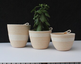 Trio of rope bowls - bee gold // rope bowls / rope basket / rope vessel / urban jungle / jungalow style /