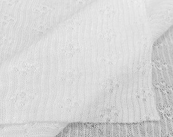 Cotton/Modal Pointelle Knit Fabric (Wholesale Price Available By the Bolt) USA Made Premium Quality - 5583 White - 1 Yard
