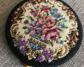 Vintage Needlepoint Compact