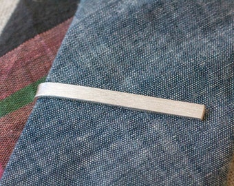 Brushed Silver Tie Bar - Matte Silver Tie Bar - Silver Tie Clip - Brushed Texture - Silver Tie Bar - Sterling Silver - Tie Bar