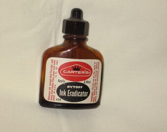 vintage 1960s carters rytoff ink eradicator bottle