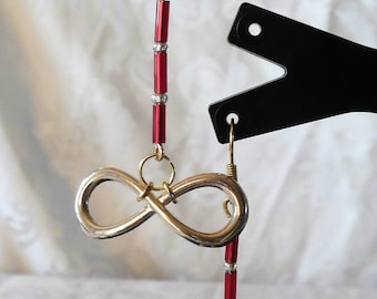 Infinity earrings red and Gold 5cm