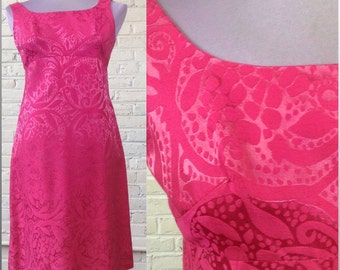 1960s Hot Pink Brocade Dress, size S