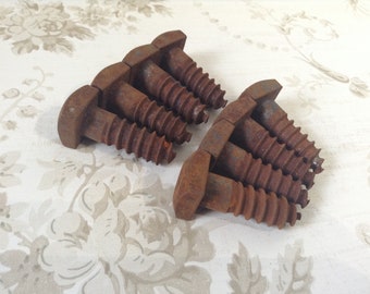 8 Vintage 2" Chunky Lag Screws, Industrial Lag Bolts, Rusty Square Head Lag Screws, Steampunk, Assemblage, Woodworking Supply, Rusty Bolts