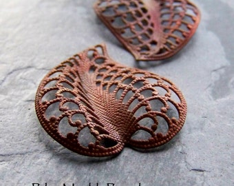 Leaf Beads-Leaf Pendants-Brass Leaves-Filigree Leaves-Large Brass Pendants-Leaf Charms-Filigree Beads-Lacey-Brass Findings-Vintage Leaves-4