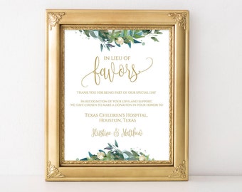 In Lieu of Favors Sign Template, In Lieu of Favors Sign, wedding donation Sign, Editable In Lieu of Favors, Favor Sign, Wedding Sign, 0018