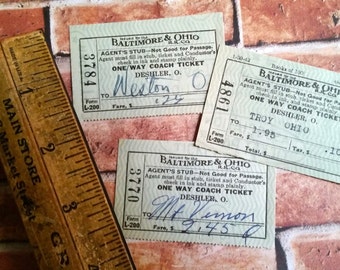 Vintage B & O Train Tickets from the 1940s