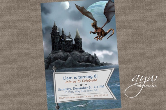 Dragon Birthday Party Invitation Printable Dragon Invitations