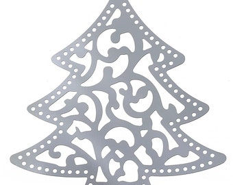 Pendant: Stainless Steel, Christmas Tree, Sold Individually, 4x4cm, Tree Pendant, Xmas Tree, Holiday Charm, Pine Tree Charm, Nature, STA004