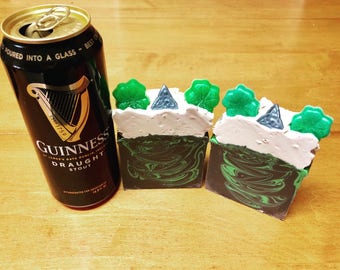 Beer soap, Guinness soap, Celtic Soap, Cold process soap, Artisan Soap, Vegan Soap, Wiccan Decor, Bathroom Decor, 4 Leaf Clover