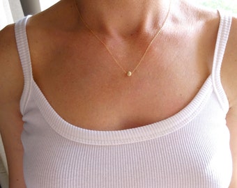 Simple Gold Necklace Dainty Gold Necklace, Gold Jewelry Gold Ball Necklace, Gold Dot Necklace, Gold Solitaire Necklace, Bridesmaids Necklace