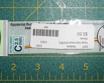 Crochet Hook - choose 1- C/D/E or F -aluminum crochet hooks C (2.5mm)/ D (3.0mm)/ E (3.5mm)/ F (4.0mm) - Clover Mfg.