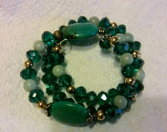 Statement teal crystal bead turquoise bracelet