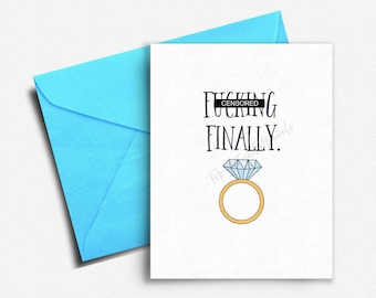 Funny Wedding Card, Wedding Shower Card, Funny Engagement Card, Finally, Engagement Congratulations, Wedding Congratulations, Card for Groom