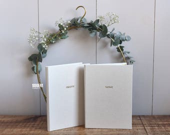 Wedding Vow Books linen, personalized with letterpress - wedding - geloften