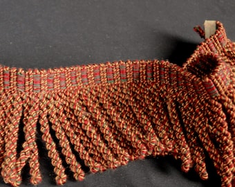 Red and Green Bullion Trim Fabric