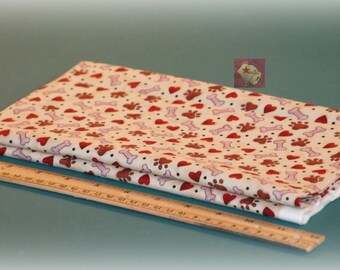 1/2 Yard Novelty Cotton Fabric Puppy Love Tossed NEW