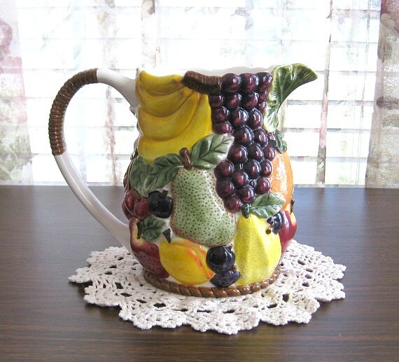 Ceramic Fruit Pitcher Pottery Pitcher Kitchen Decor Wedding