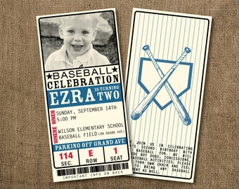 Custom Baseball Ticket Invitations - ANY TEAM - Any Occasion