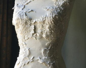 IVORY Appliques Beaded Pair for Grad, Illusion Gowns, Lyrical Dance, Ballet, Bridal, Costumes PR 33IVORY