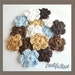 15 pcs Mini Crochet Flowers Brown Camel Blue White