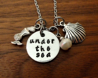 The little mermaid inspired necklace-Under the Sea Necklace-Disney's the Little Mermaid inspired-Mermaid Jewelry