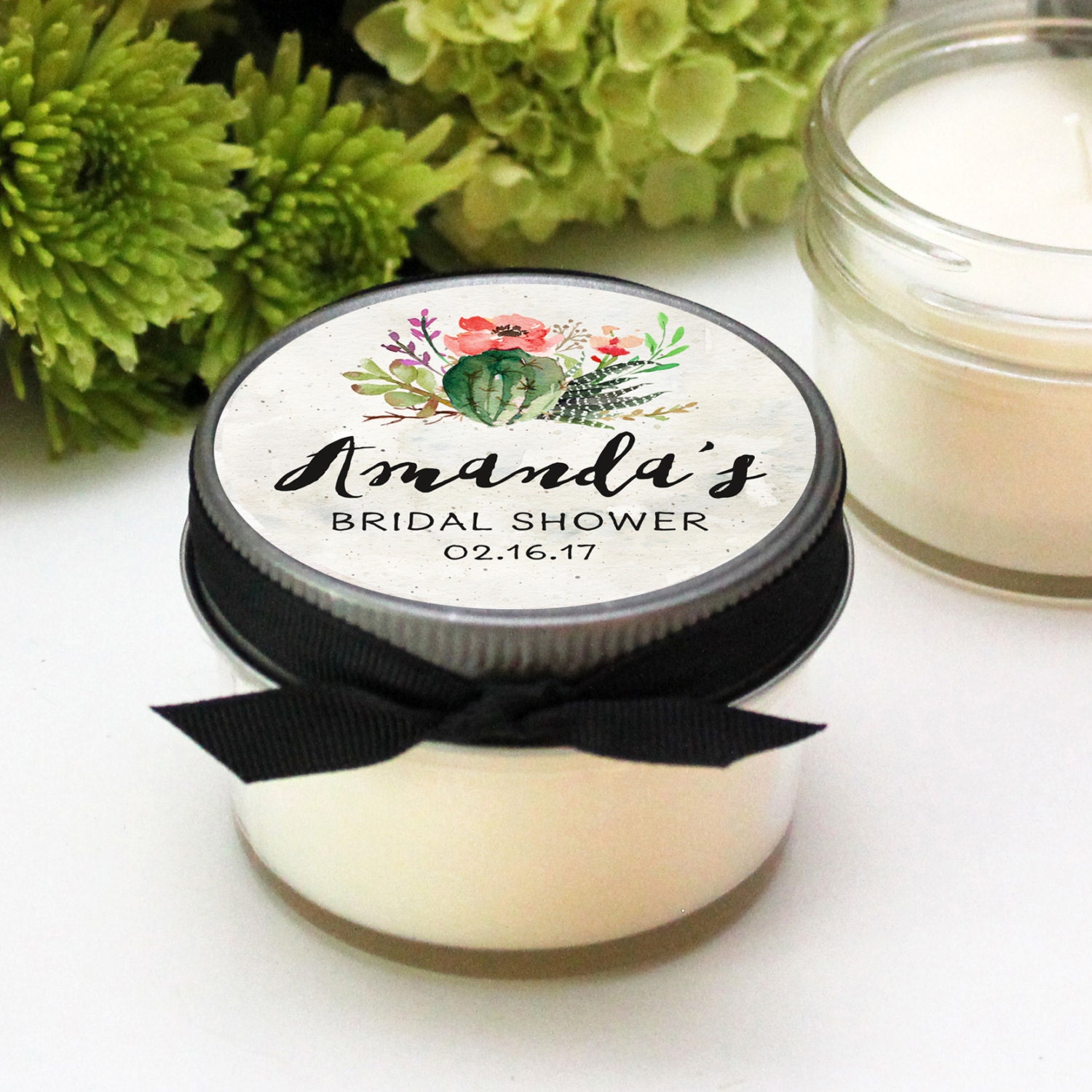 Set of 12 4 oz Soy Candle Bridal Shower Favors Cactus
