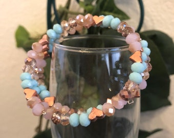 Turquoise & Peach Romance Memory Bracelet