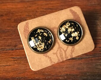 Black with Gold Foil Earrings