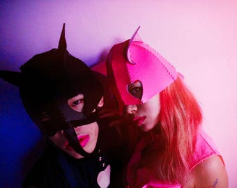 Mscheap handmade leather cat woman mask