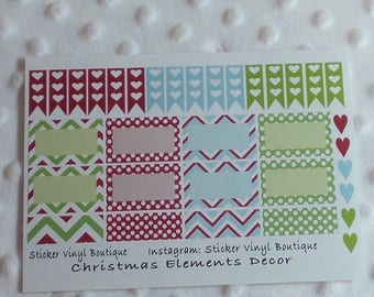 Daily planner stickers, Christmas stickers, functional stickers, heart checklist, heart flag banner sticker, Happy planner, Erin Condren