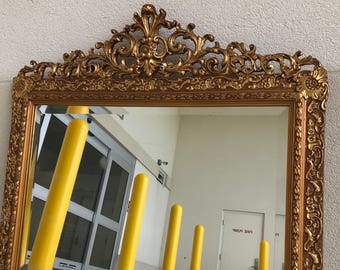 Gold Ornate Baroque Overmantle Mirror | Gold Gilt Ornate Mirror | Vintage Gold Mirror