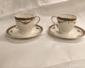 J&G Meakin China Espresso Set of 2 Cups and Saucers