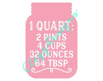 Kitchen SVG, Quart Measurement Conversion Svg Sign PDF, Farmhouse Instant Download, JPEG, Silhouette V3, Printable Quote, Clipart Scrapbook