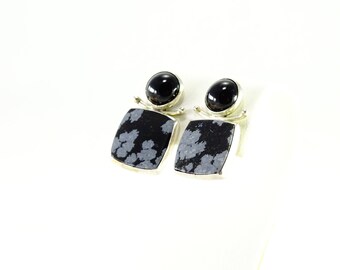 Sterling Inlaid Pierced Earrings
